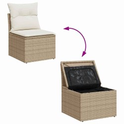 Set de canapé de jardin 3 pièces avec coussins Beige Poly Rotin vidaXL 