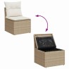 Set de canapé de jardin 3 pièces avec coussins Beige Poly Rotin vidaXL 