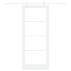 Porte coulissante avec kit de quincaillerie 'ORKDAL'Bois massif blanc et verre 