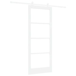 Porte coulissante avec kit de quincaillerie 'ORKDAL'Bois massif blanc et verre 