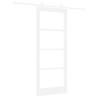 Porte coulissante avec kit de quincaillerie 'ORKDAL'Bois massif blanc et verre 