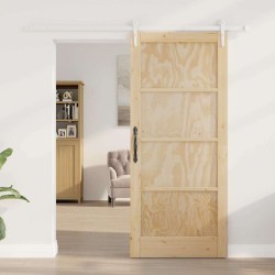 Porte Coulissante avec Quincaillerie 86x198,5 cm en Bois Massif de Pin 