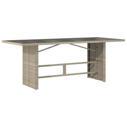 Table de jardin dessus en verre gris clair 190x80x74 cm 