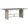 Table de jardin dessus en verre gris clair 190x80x74 cm 