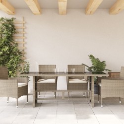 Table de jardin dessus en verre gris clair 190x80x74 cm 