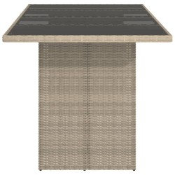 Table de jardin dessus en verre gris clair 190x80x74 cm 