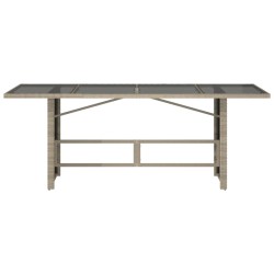 Table de jardin dessus en verre gris clair 190x80x74 cm 