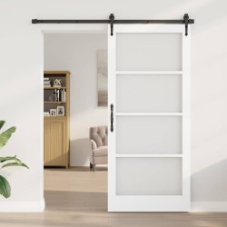 Porte coulissante avec set de matériel Blanc 93x211 cm Bois massif en pin 