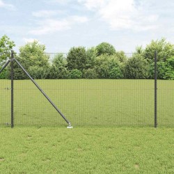 Clôture en fil métallique soudé avec 13 piquets d'ancrage Gris 1.4x25 m Acier 