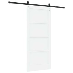 Porte Coulissante avec Ensemble de Matériel Blanc 86x198,5 cm Bois Massif de Pin 