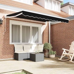 Auvent Rétractable Noir 300x200 cm Polyester et Aluminium 