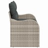 Canapé de jardin 2 places avec rangement et coussins gris clair en poly rattan 