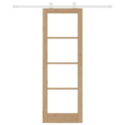 Porte coulissante avec matériel 'ORKDAL'en bois massif et verre 