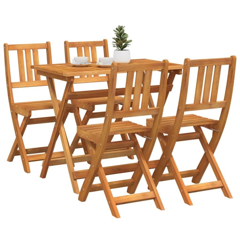 Ensemble Bistro de Jardin Pliable 4 Pièces en Bois Massif d'Acacia vidaXL 