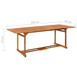 Table à dîner de jardin 220x90x75 cm Bois d'acacia massif 