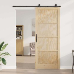 Porte coulissante avec kit de quincaillerie 93x232 cm Bois massif de pin 