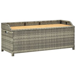 Banc de rangement de jardin 120 cm Résine tressée Gris 