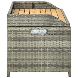Banc de rangement de jardin 120 cm Résine tressée Gris 