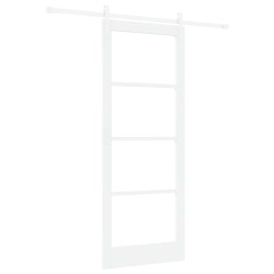 Porte Coulissante avec ensemble de quincaillerie 'ORKDAL'Bois Massif et Verre Blanc 