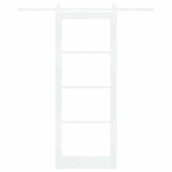 Porte Coulissante avec ensemble de quincaillerie 'ORKDAL'Bois Massif et Verre Blanc 
