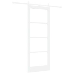 Porte Coulissante avec ensemble de quincaillerie 'ORKDAL'Bois Massif et Verre Blanc 