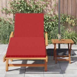 Chaise Longue Pliante avec Roues & Coussin Rouge Bois Massif Acacia 