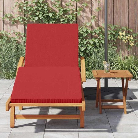 Chaise Longue Pliante avec Roues & Coussin Rouge Bois Massif Acacia 