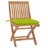 Chaises de jardin lot de 2 avec coussins vert vif Bois de teck 