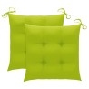 Chaises de jardin lot de 2 avec coussins vert vif Bois de teck 