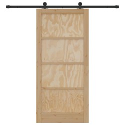 Porte coulissante avec kit de matériel 93x202 cm en bois massif de pin 