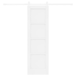 Porte coulissante avec matériel blanc 61x198.5 cm bois massif pin 