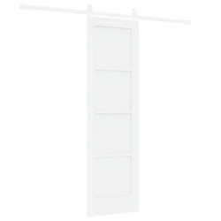 Porte coulissante avec matériel blanc 61x198.5 cm bois massif pin 