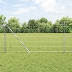 Clôture Euro avec 7 poteaux en pointe, 1,4 x 10 m en acier galvanisé 