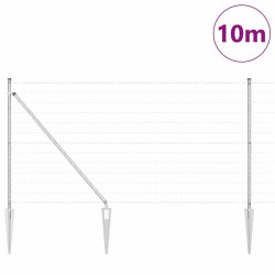 Clôture Euro avec 7 poteaux en pointe, 1,4 x 10 m en acier galvanisé 