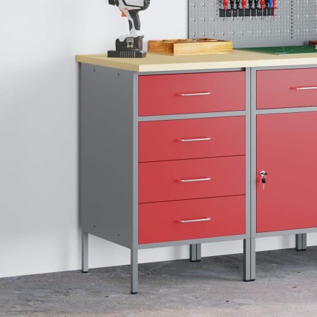 Armoire de Travail Rouge 50x55x85 cm Acier 