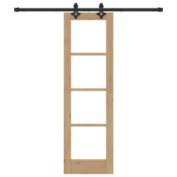 Porte coulissante avec matériel "ORKDAL" en bois massif et verre 