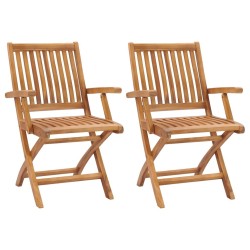 Chaises de jardin pliables lot de 2 Bois de teck massif 