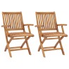 Chaises de jardin pliables lot de 2 Bois de teck massif 