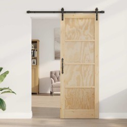 Porte Coulissante avec ensemble de quincaillerie 78x211 cm Bois massif pin 