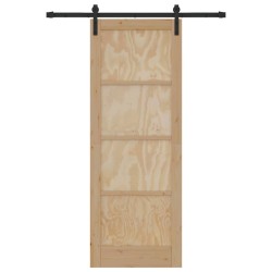 Porte Coulissante avec ensemble de quincaillerie 78x211 cm Bois massif pin 