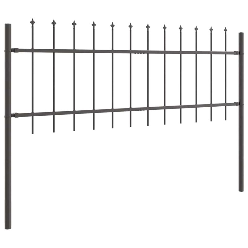 Clôture de jardin Gris 5.1 x 1 m Acier enduit de poudre 