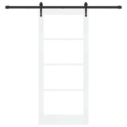 Porte coulissante avec kit de quincaillerie blanche 86x198,5 cm en bois massif de pin 