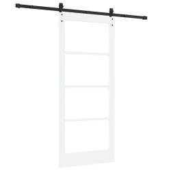 Porte coulissante avec kit de quincaillerie blanche 86x198,5 cm en bois massif de pin 