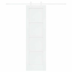 Porte coulissante avec quincaillerie blanche 61x198,5 cm en bois de pin massif 