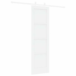 Porte coulissante avec quincaillerie blanche 61x198,5 cm en bois de pin massif 