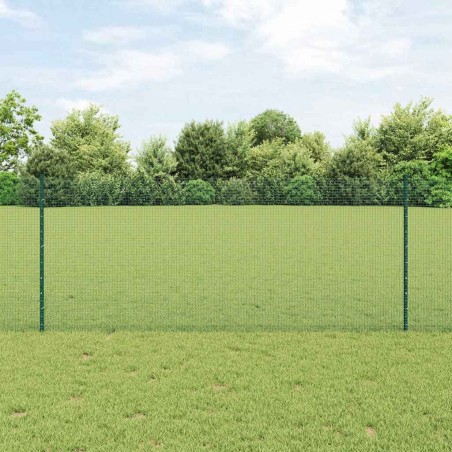 Clôture en fil soudé avec 22 poteaux U Vert 1x50 m Acier 