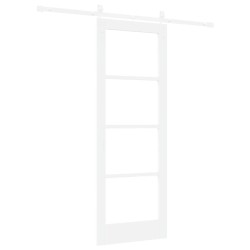 Porte Coulissante avec Matériel 'ORKDAL'Blanc Bois Massif & Verre 