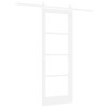 Porte Coulissante avec Matériel 'ORKDAL'Blanc Bois Massif & Verre 