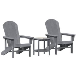 Ensemble de salon de jardin 3 pièces gris clair HDPE 