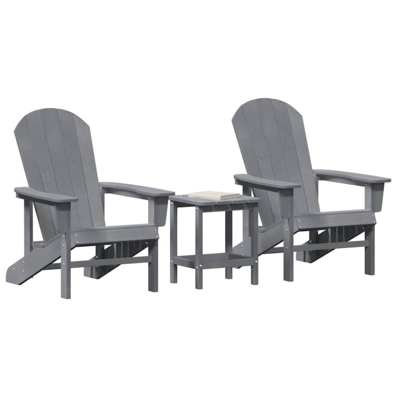 Ensemble de salon de jardin 3 pièces gris clair HDPE 